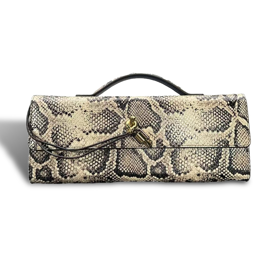 Handmade Snake Skin Pattern Woven Shoulder Bag for Women - Elegant Evening Handbag