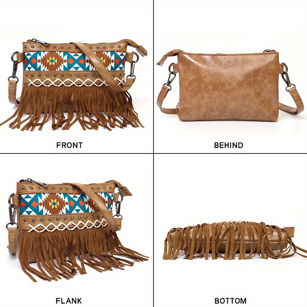 New Designer Printed Canvas Bag Tassel Trendy Western Style Crossbody Bag Bohemian Bag Casual Bag Beach Bag Travel Bag
