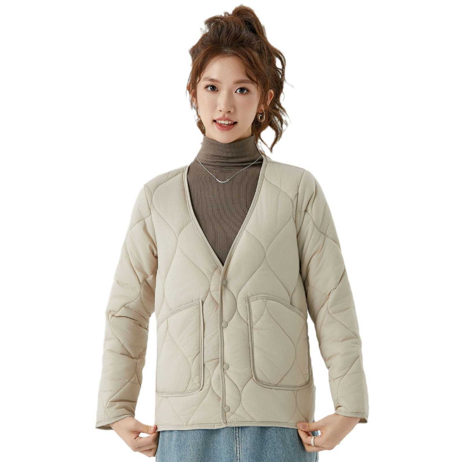 Womens Low Neck Warm Long Sleeved Cotton Inner Liner Womens Home Cotton Clothes Cotton Clothes With Plush Integrated Sleeves With Fur Women Jackets Co