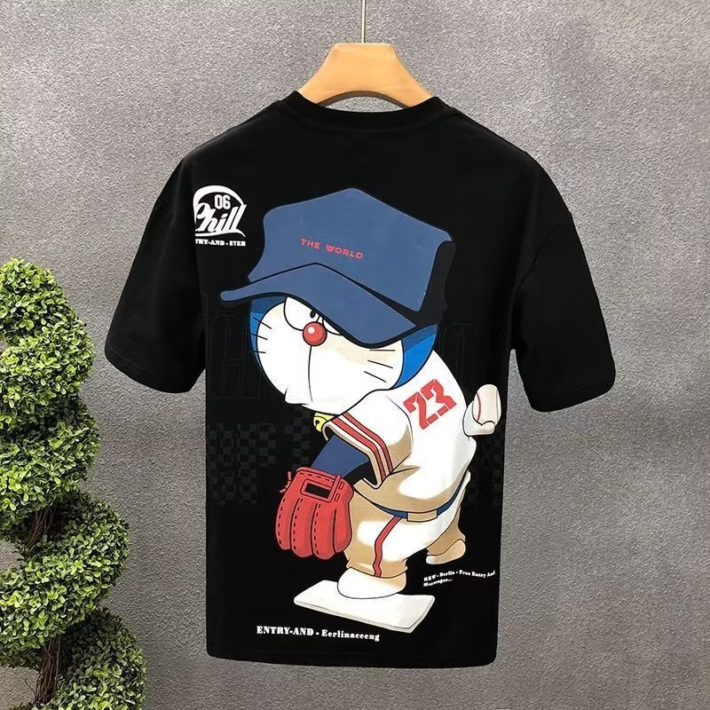 Youth printed men's short sleeve T-shirt half sleeve summer men's handsome fashion brand cartoon T-shirt top summer