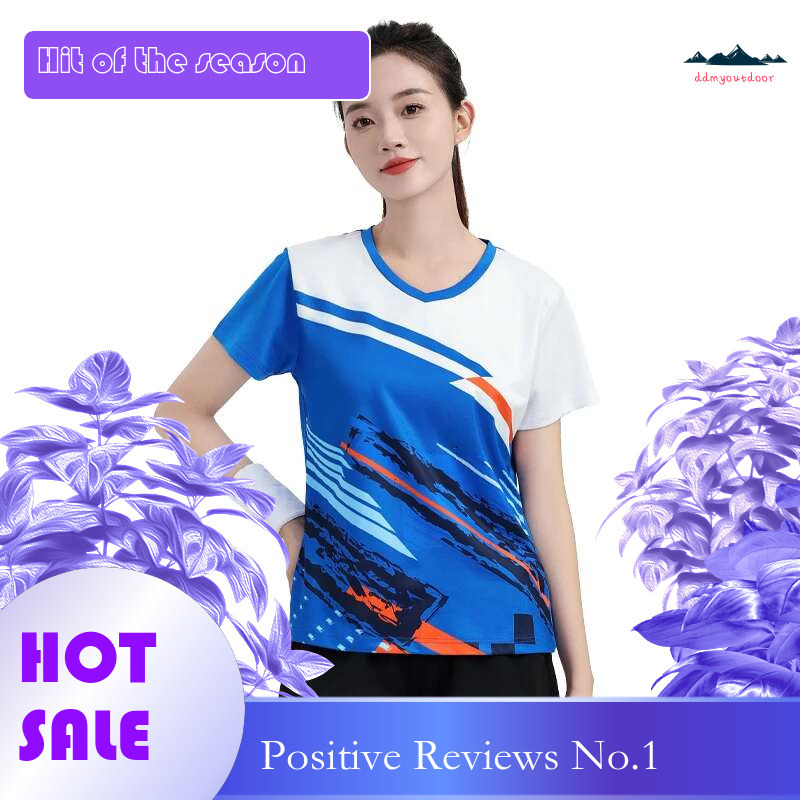 Ddmyoutdoor China Domestic Print Badminton Shirts Women Gym Leisure Wicking Quick Dry Short Sleeves Breathable Polyester Tennis Ping Pong Volleyball T