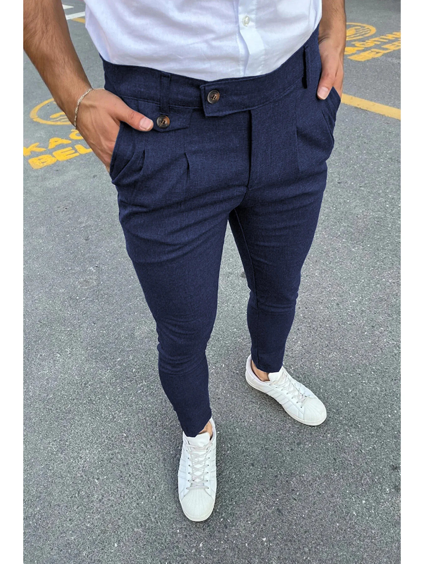 Mens Business Casual Skinny Stretch Slim Fit Pencil Pants Trousers Fashion Zipper Mid Waist Solid Jogging Khaki Track Pants 250113
