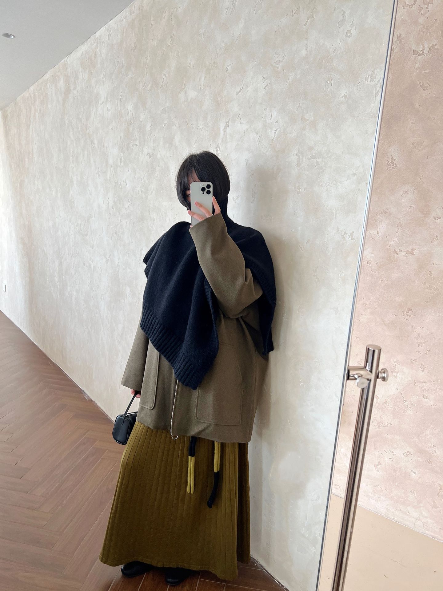 LW7160 High-grade grey wool knitted skirt for women autumn and winter hip-covering large skirt thick long skirt