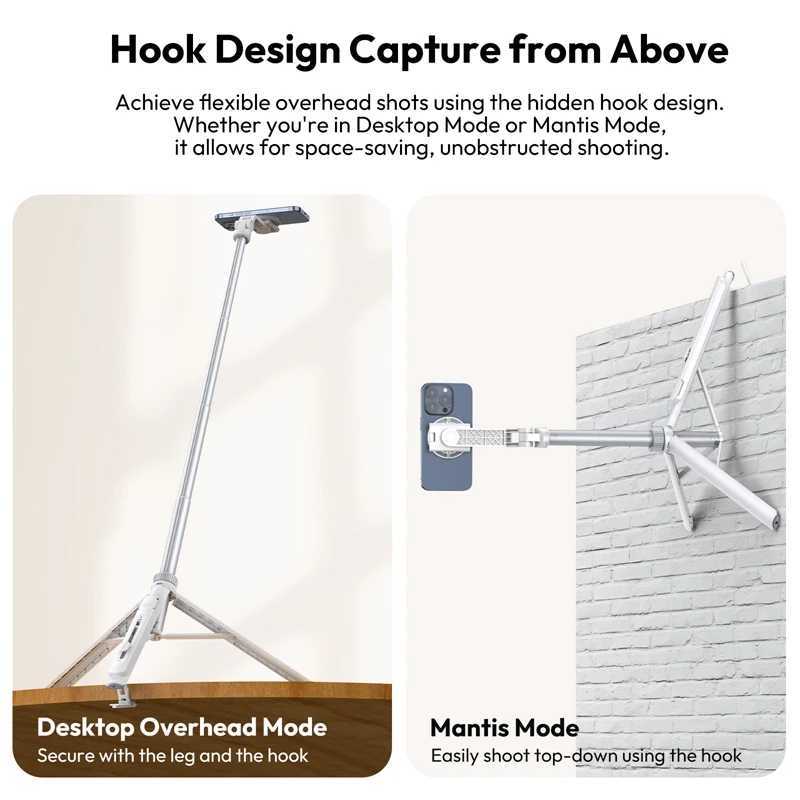 Ulanzi TT88 1.44M Overhead Selfie Stick Vlog Tripod for Phone Magnetic Clamp Wireless Remote Extension Tripod for Live-streaming Z250116