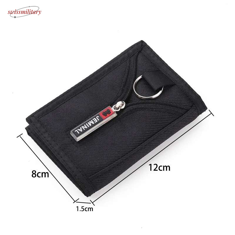 Durable Oxford Cloth Short Trifold Men's Boys Wallets Purse with Coin Pocket Fashion Students Leisure Money Folder Bank Card Bag swissmilitary