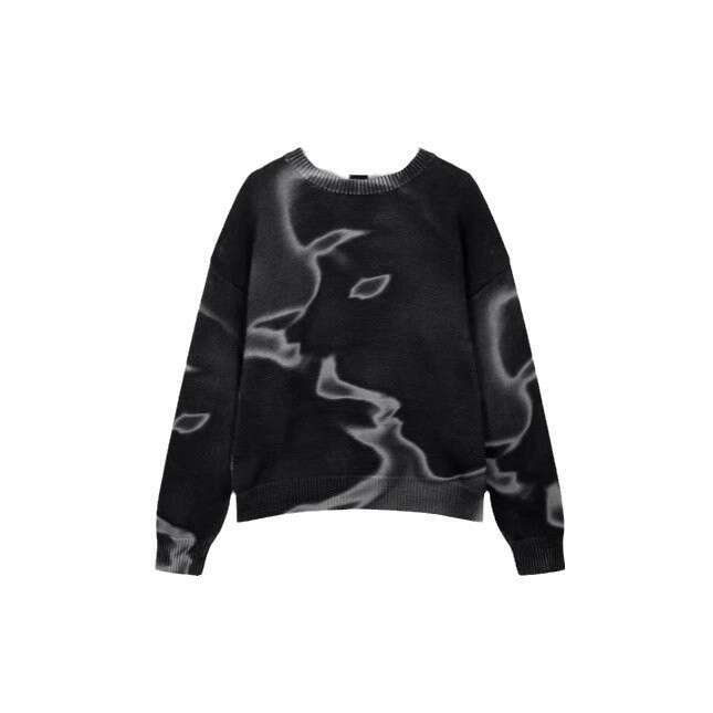 Personalized Graffiti Street American Cool Trendy People Like Loose Round Neck Heavy duty Knitted Sweaters in Autumn and Winter