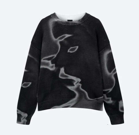 Personalized Graffiti Street American Cool Trendy People Like Loose Round Neck Heavy duty Knitted Sweaters in Autumn and Winter