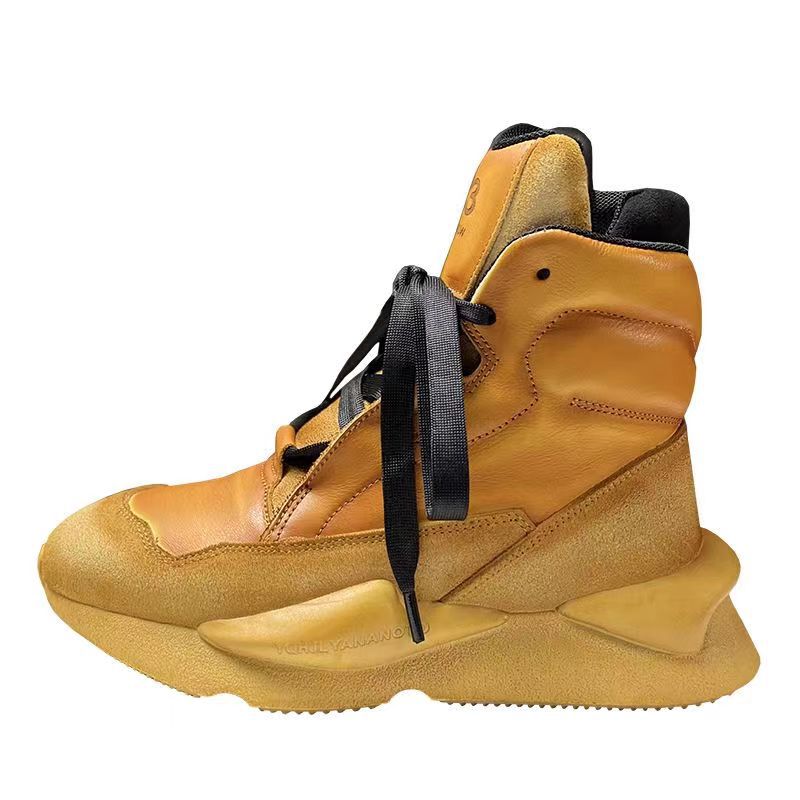 New winter leather retro fashion trend platform high top shoes increase daddy shoes Couple shoes men's shoes