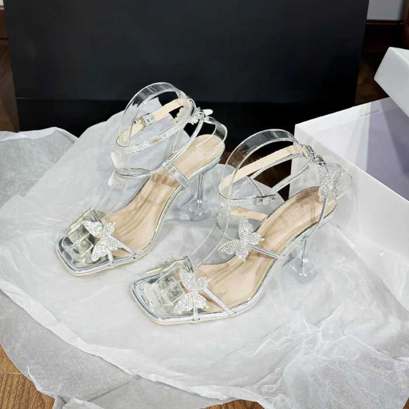 Women Shiny Rhine Bowtie High Heels Sandals Summer Transparent Thin Heeled Pumps Ladies Luxury Fi Party Dress ShoesXJ2500305