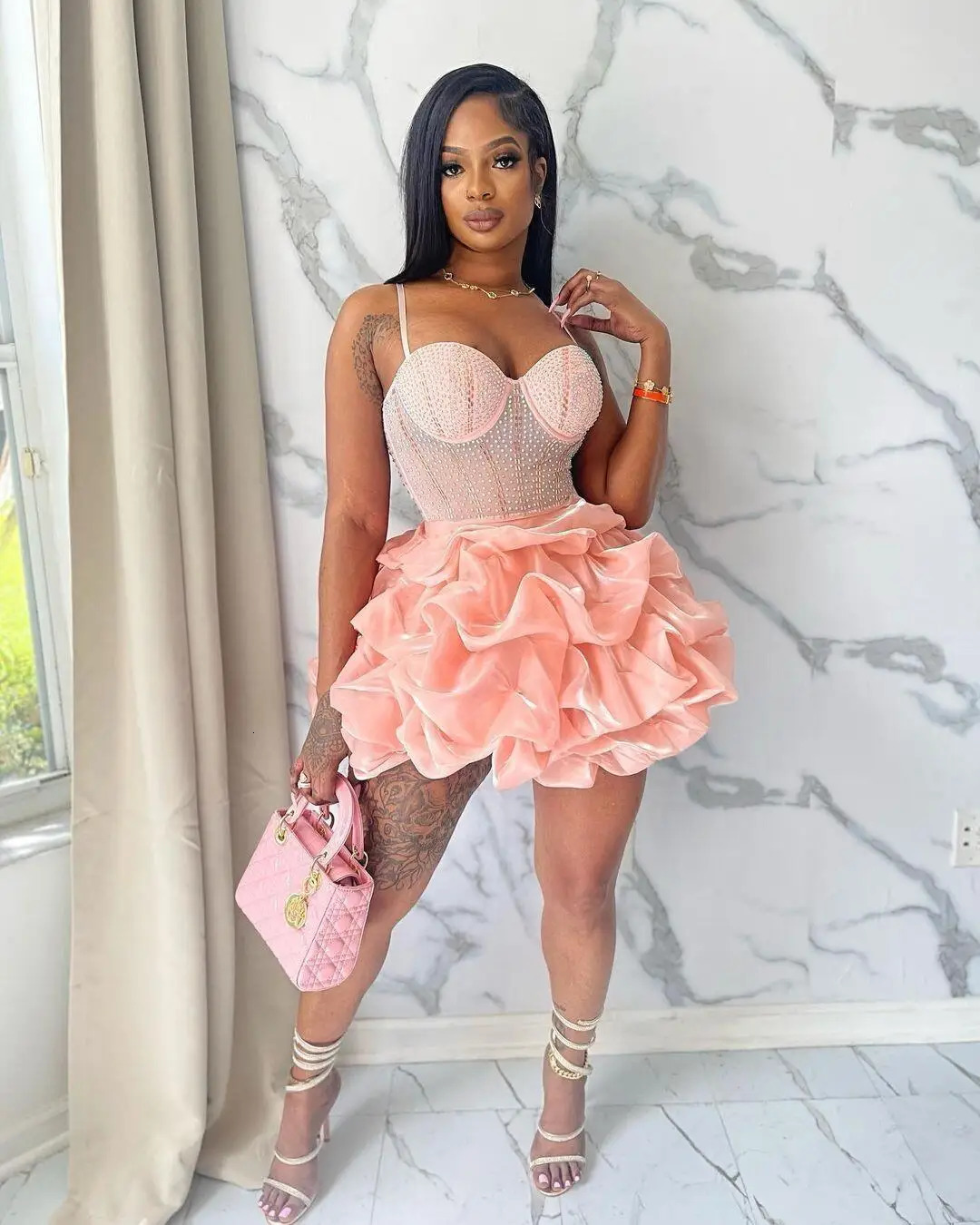 Womens Mesh Rhinestones Spaghetti Strap Bodycon Mini Cake Dress Sexy Sleeveless Night Club Party Birthday Ball Gown Dresses 250114