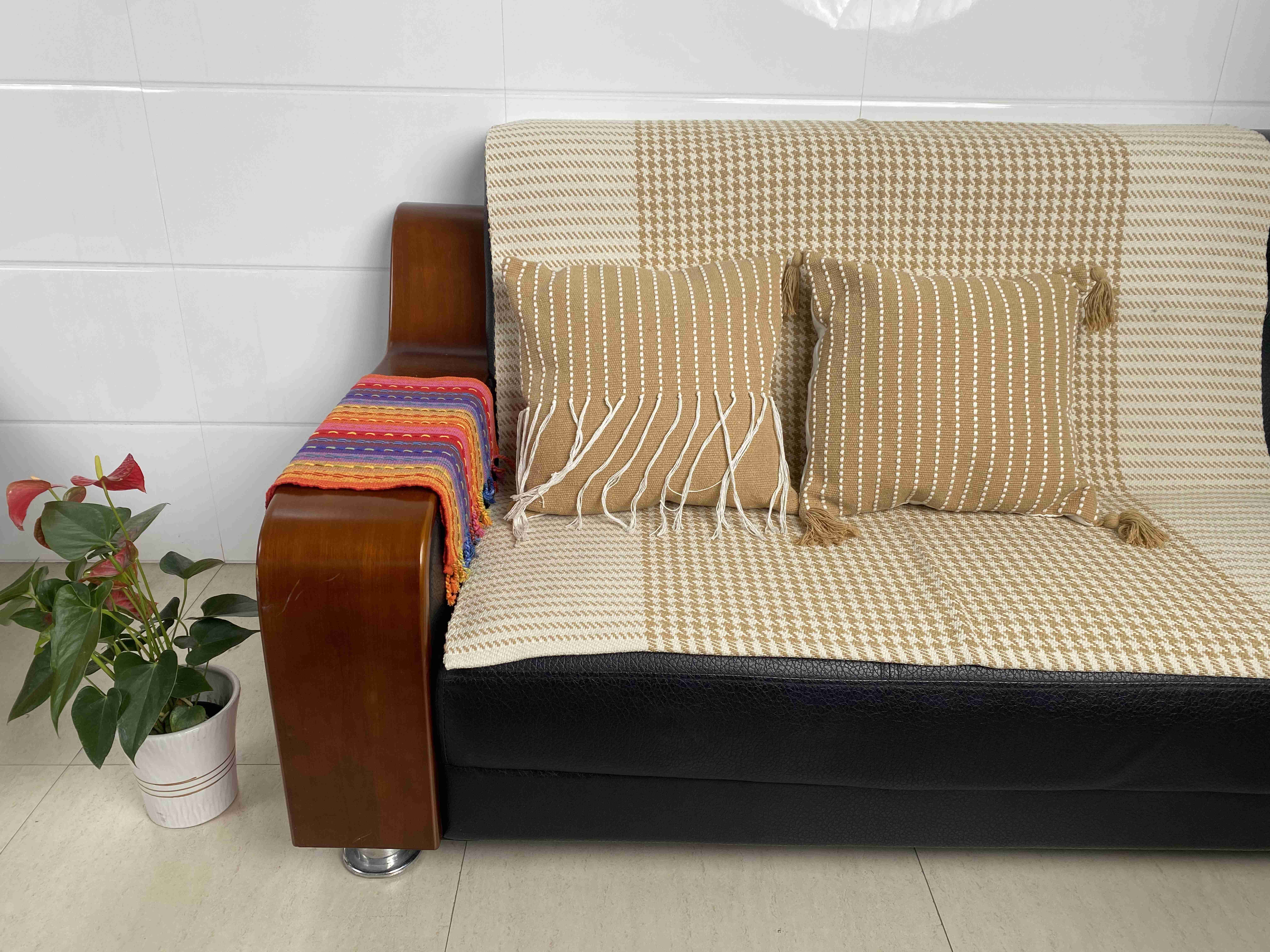 Breathable Durable Hand-Woven Fabric Couch Cushion Covers - Vibrant Color Options