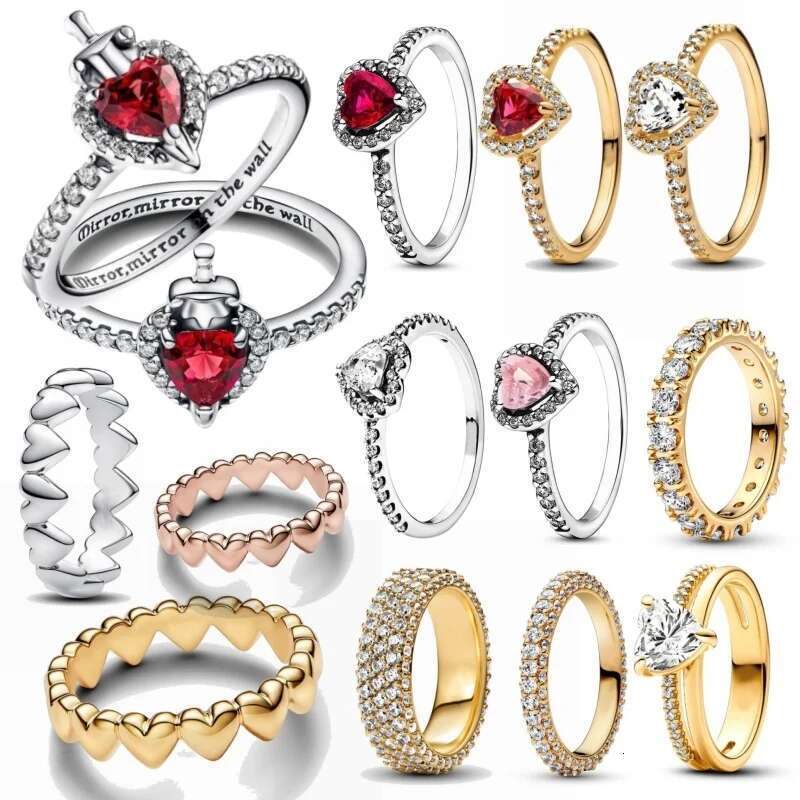 New 925 Silver Eternal Paving Three Rows Of Rings Heart ring Suitable For Women's Birthdays, Weddings, Jewelry Gifts wholesale