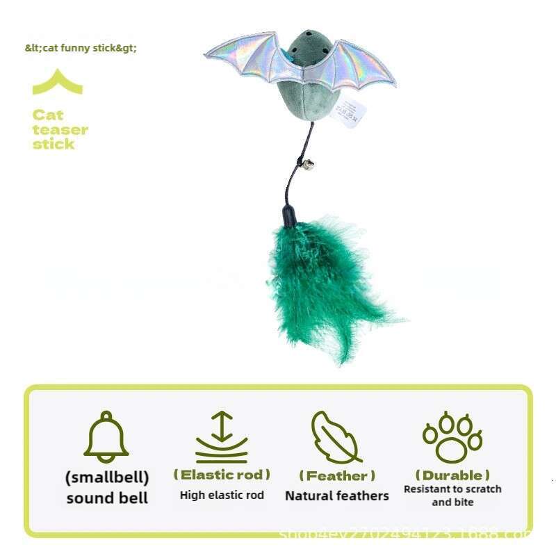 Interactive Feather Cat Toy for Play & Exercise - Durable Long-Handled Teaser Wand with Plush Chewable Toy for Kittens & Cats (Color Options, XX inche