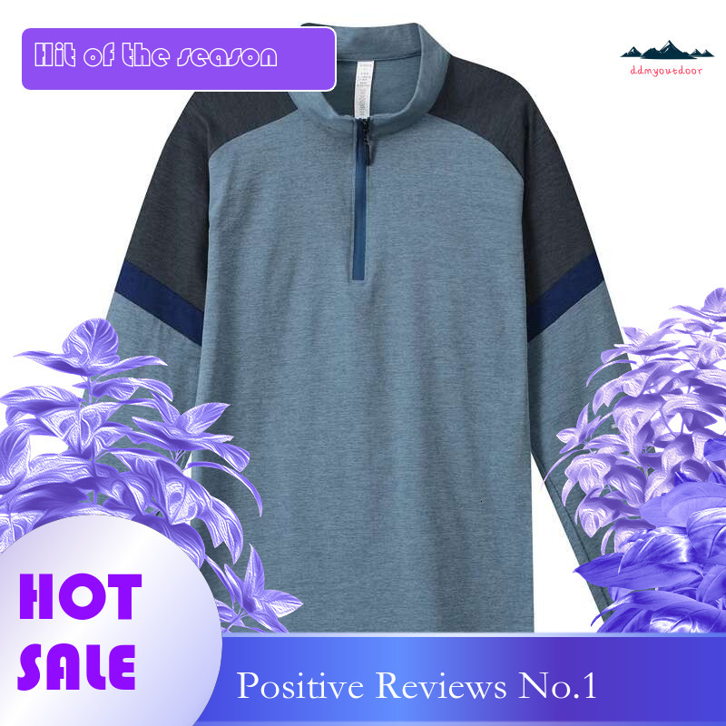 Ddmyoutdoor China Domestic Fashion Running Shirts Men Gym Workout Dry Quick Bodybuilding Jerseys Half Zipper Patchwork Outdoor Training Long Sleeve