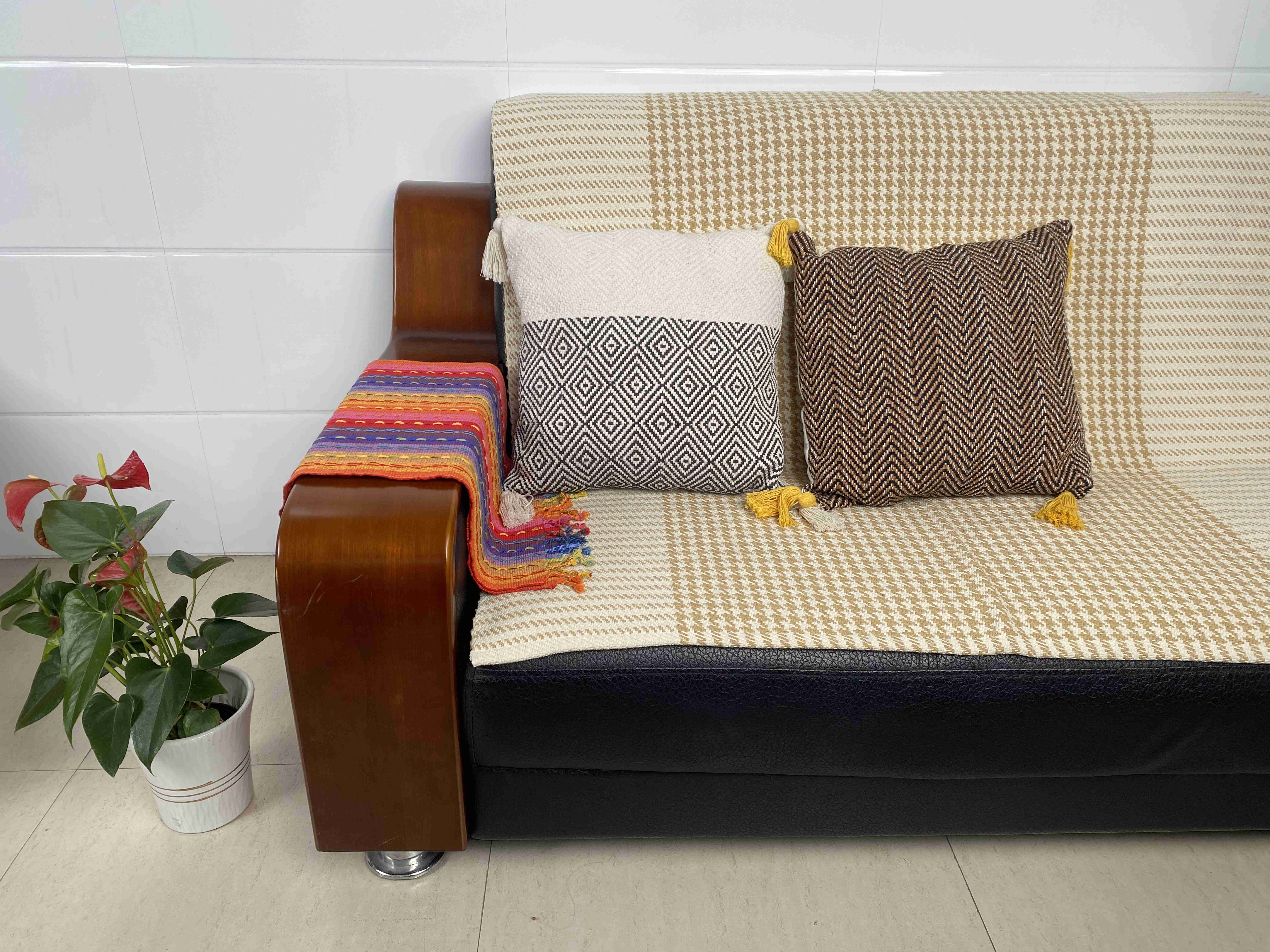 Versatile Chic Fabric Cushions for Living Rooms - Durable Natural Texture Finishes
