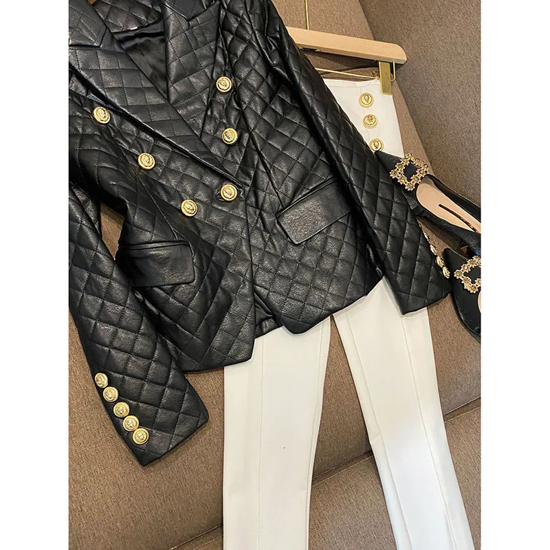 Thickened HighEnd Black Short Leather Jacket Women Shoulder Pads Autumn Fashion Blazer Coat Customized Suit Female 250114