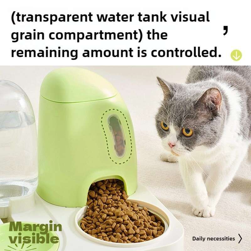 Automatic Pet Food and Water Dispenser with Flowing Design for Cats and Dogs No Electricity Needed