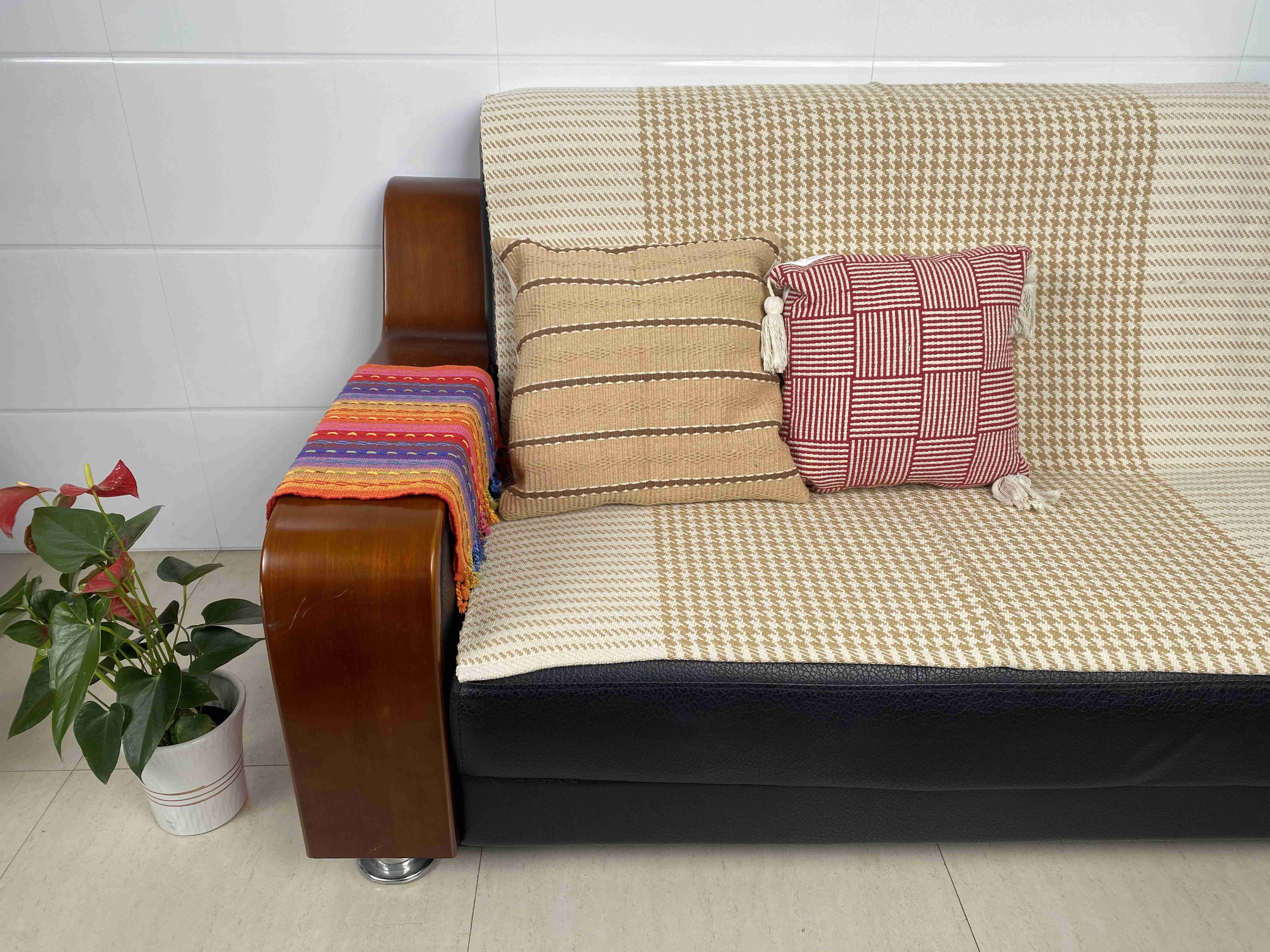 Hand-Weaved Couch Pillow Covers with Breathable Material and Bright Hues