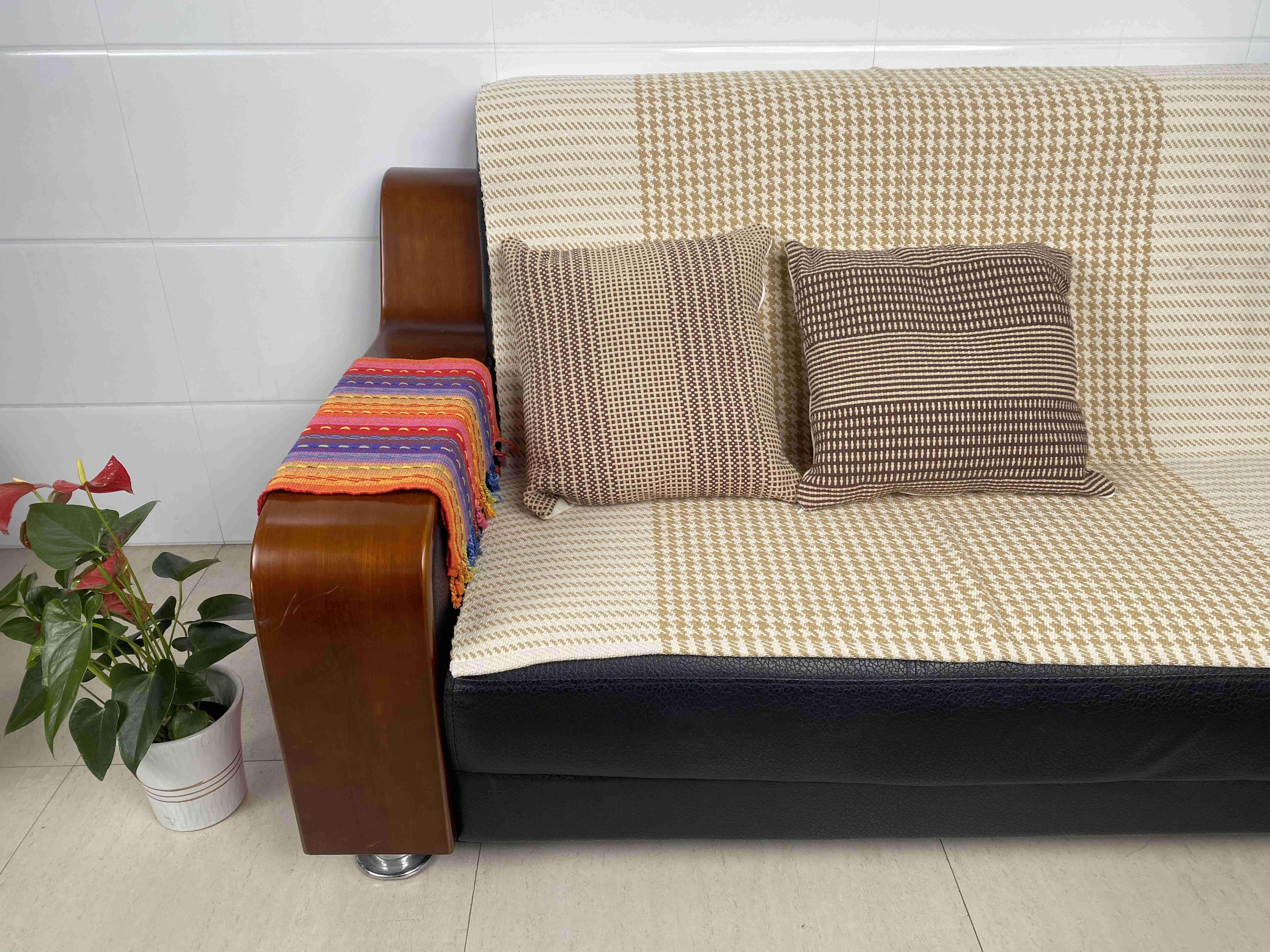 Breathable Hand-Woven Fabric Cushion Covers - Durable & Colorful Designs for Sofas