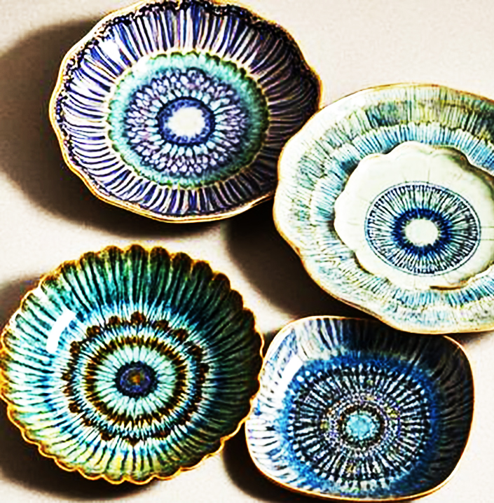 Dishes Plates Personalized Cups Kit Western Plate Tableware Small Oval Plates Ceramic Dinnerware Deep Blue Colorful Set Chinese Color Round Plates Din