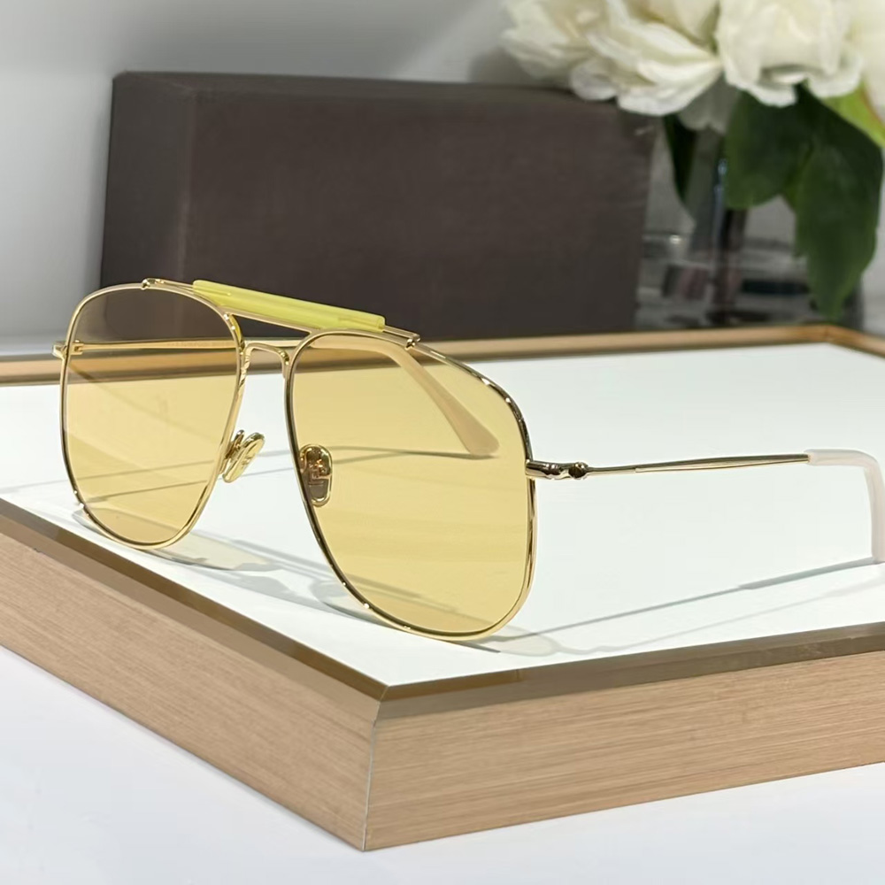Oversized Gold Yellow Pilot Sunglasses 557 Women Men Stylish Glasses Designer Sunglasses Summer Sunnies UV400 Eye Protection with Case