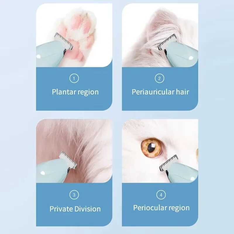 Cat Grooming Tools Pet electric clipper with LED light foot hair trimmer professional dog and cat care products Usb rechargeable shaver H250113