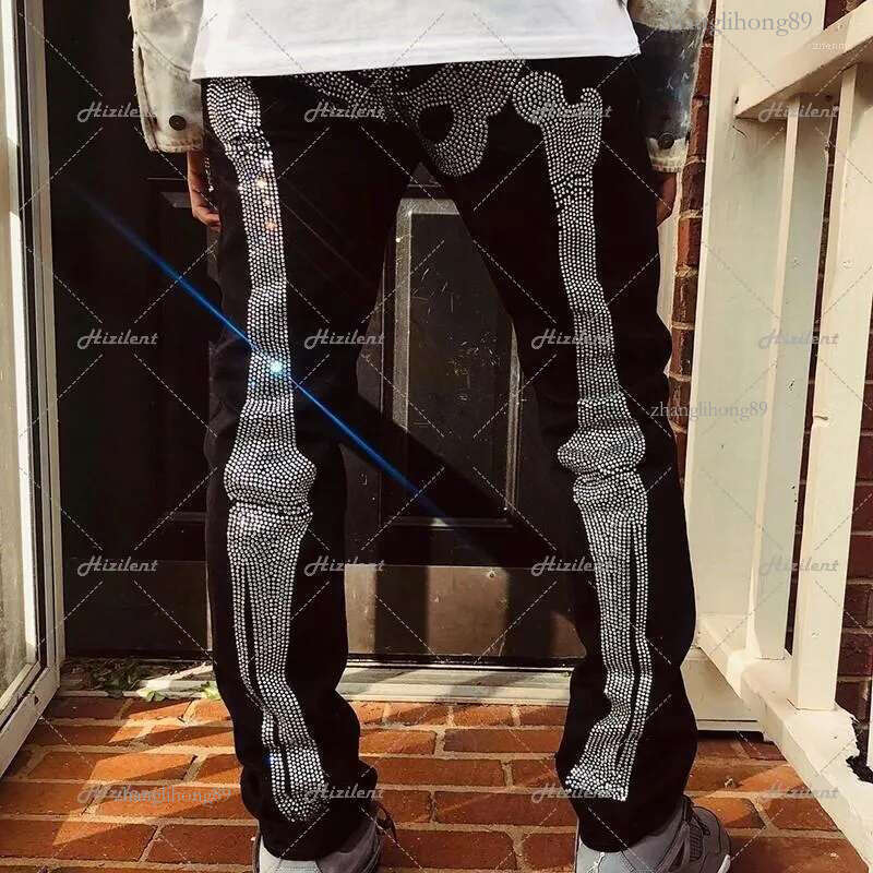 Men's Pants Rhinestone Bone Y2k Grunge Hip Hop Punk Harajuku Jogging Sports Casual Sportswear Training