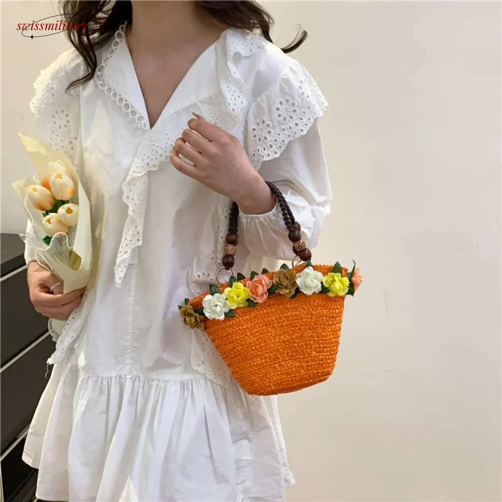 Beach Bags Convenient High-capacity Hand-Woven Rattan Purse Straw Bag swissmilitary