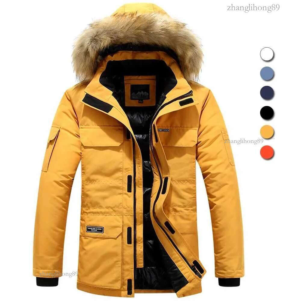 Brand winter fur hooded park mens duck down snow jacket windproof jacket thick -30 degrees warm outdoor jacket M-6XL Y241126