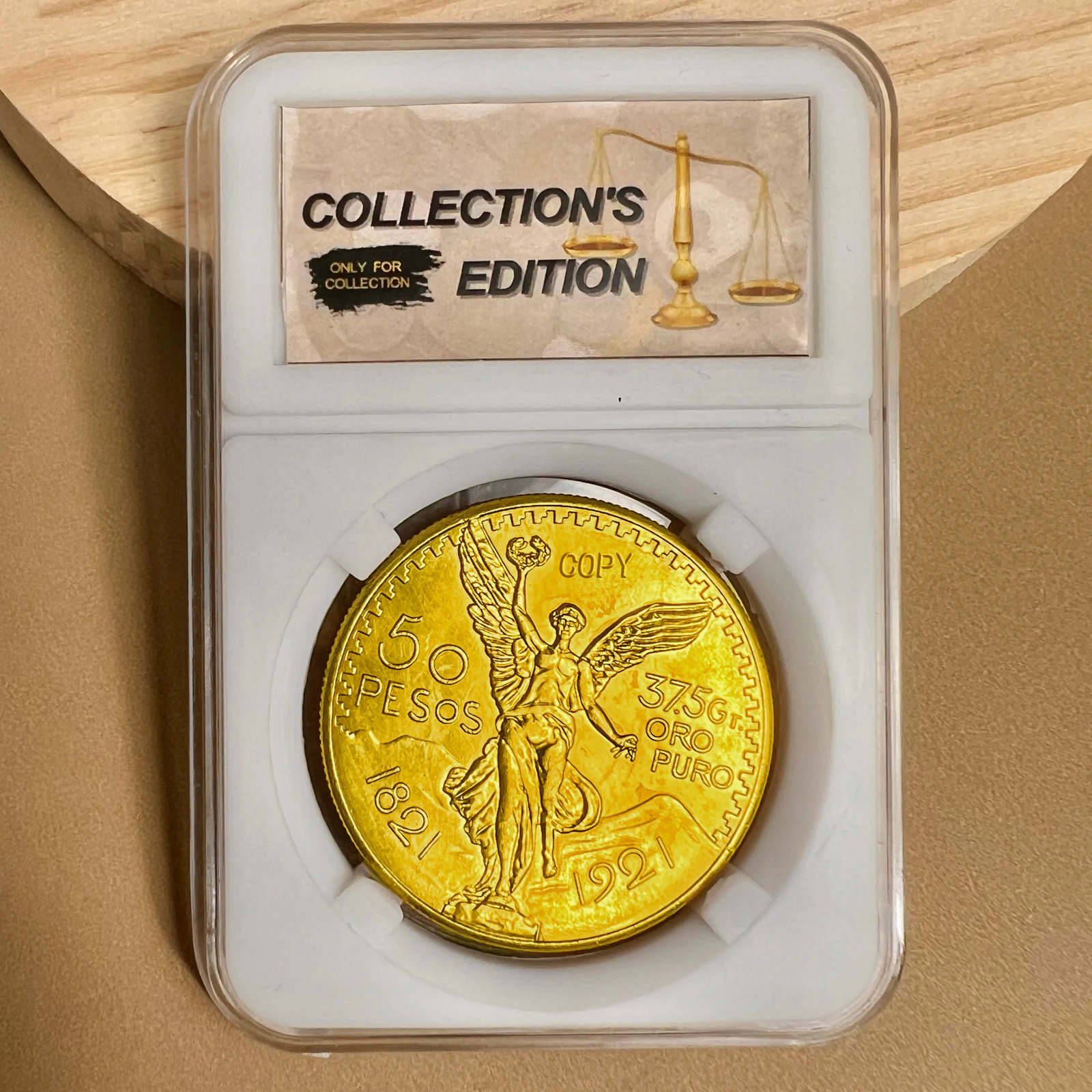 1921 Mexican Angel 50 Peso Golden Commemorative Coins 18211921 Relief Craft Collection Home Creative Decoration 250108
