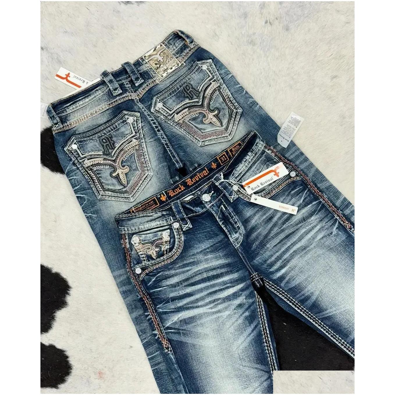 Men'S Jeans Y2K Mens Leaf Booties American Street Retro Embroidery Loose Casual High Waist Wide Leg Washed Pants 240722 Drop Delivery Otgzi - view 5