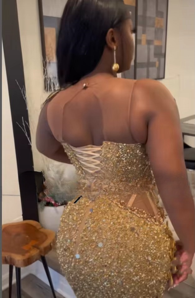 Gold Mermaid Prom Dress with Crystal Beading & Sequins - Custom Made Birthday Party Gown for Black Girls
