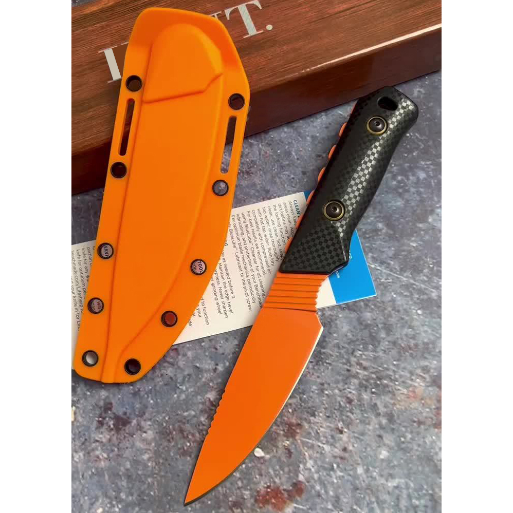 3Models Hotsale 15600 Raghorn Fixed Blade Knife 4.01 Cpm-Cruwear Orange Drop Point, Carbon Fiber Handles
