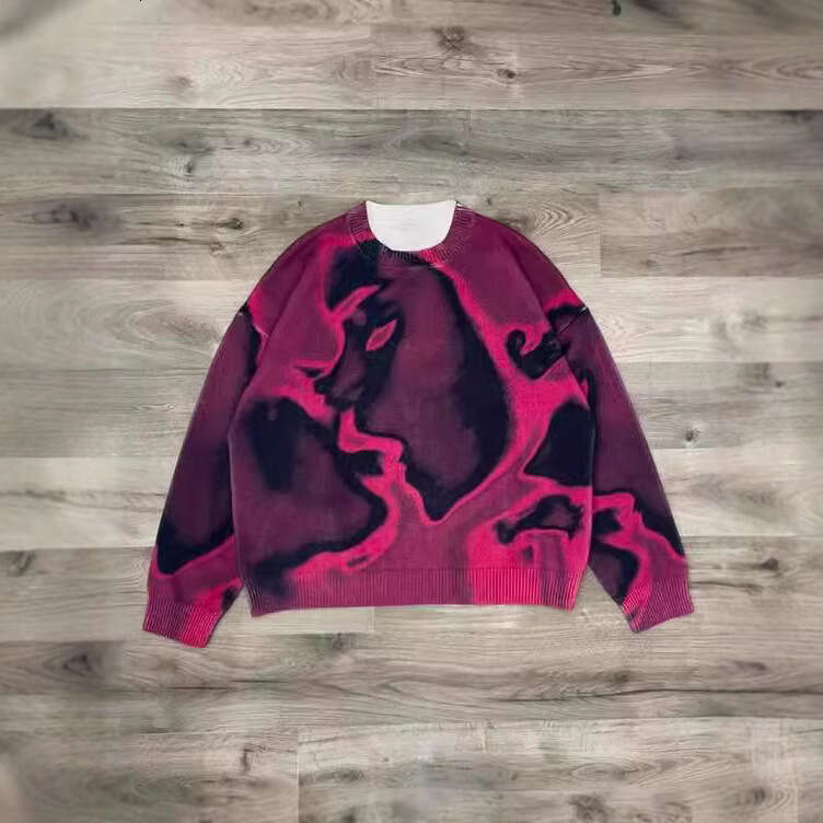 Personalized Graffiti Street American Cool Trendy People Like Loose Round Neck Heavy duty Knitted Sweaters in Autumn and Winter