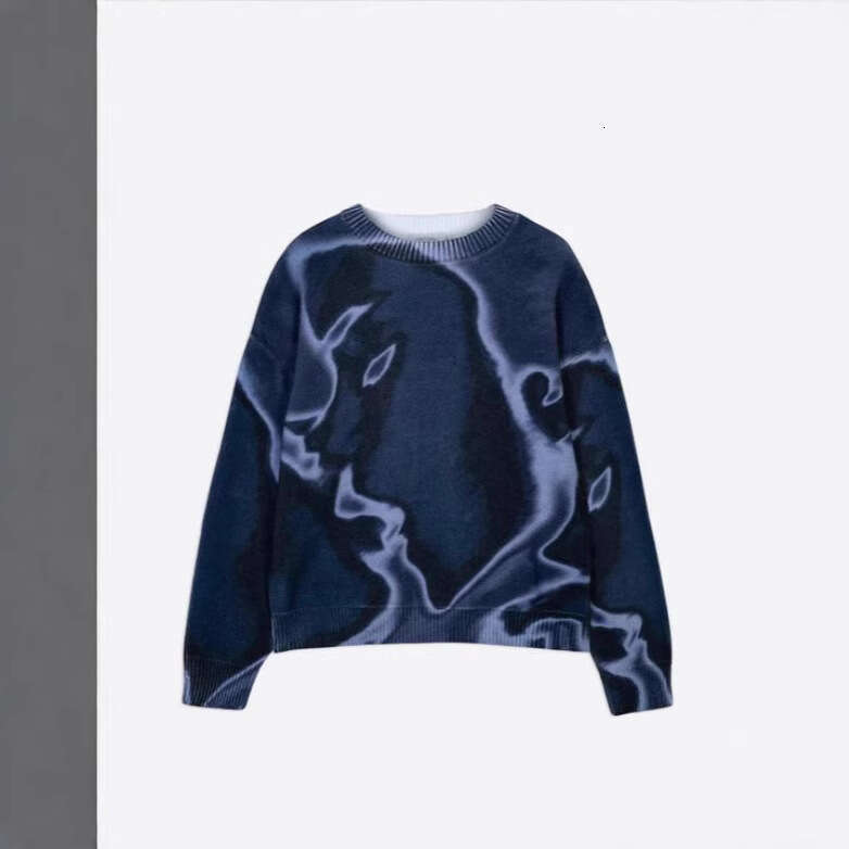 Personalized Graffiti Street American Cool Trendy People Like Loose Round Neck Heavy duty Knitted Sweaters in Autumn and Winter