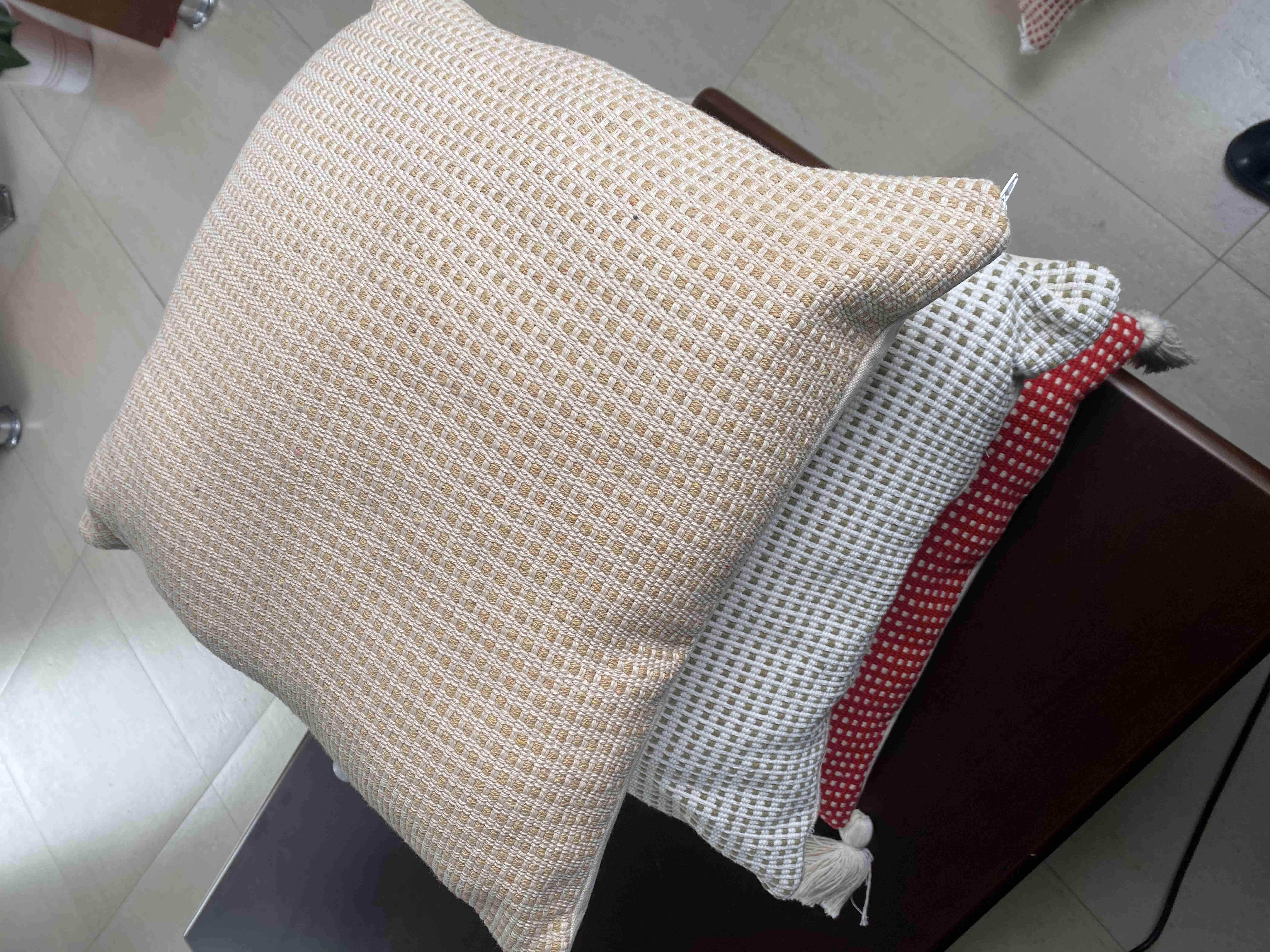 Breathable Handwoven Elegance Fabric Cushion Set for Modern Living Room Decor