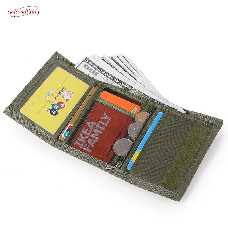 Durable Oxford Cloth Short Trifold Men's Boys Wallets Purse with Coin Pocket Fashion Students Leisure Money Folder Bank Card Bag swissmilitary
