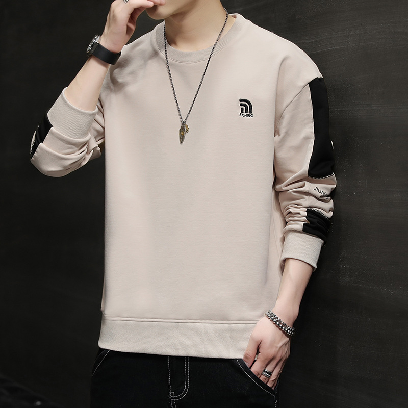 GY01152 Sweatshirt Men's Korean Style Round Neck All-match New Long Sleeve T-shirt Personalized Top
