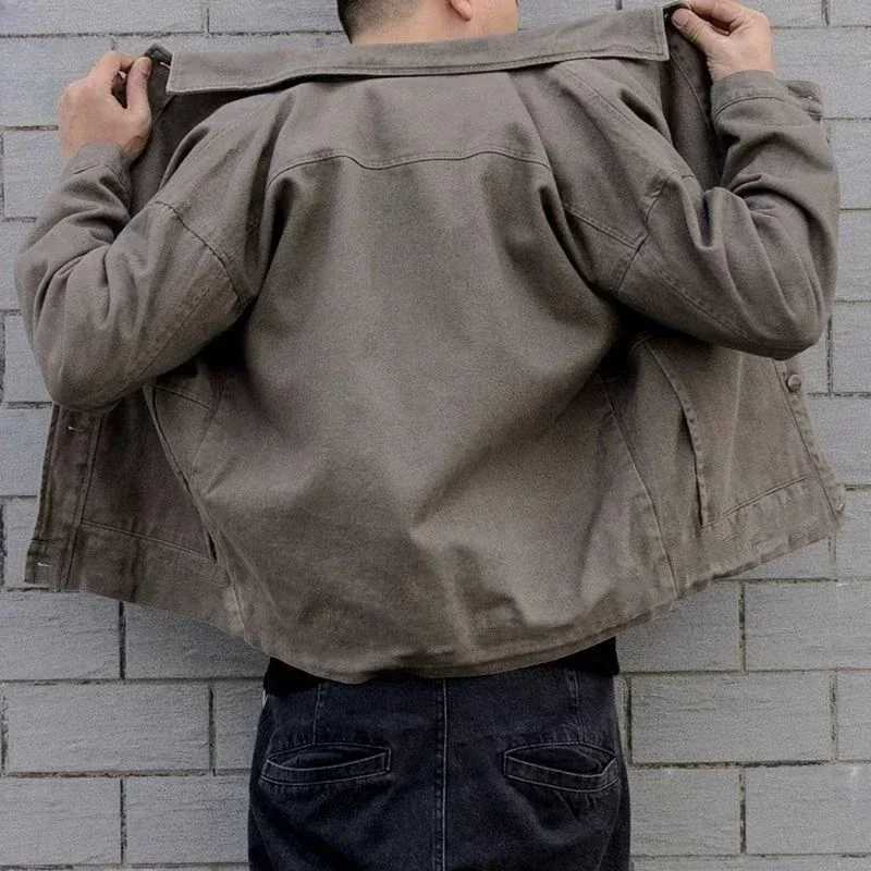 Jeans Coat for Men Padded with Sheep Cargo Denim Jackets Man Padding Wool Brown Warm Trendy Winter Oversize New in 2024 Big Size W250116