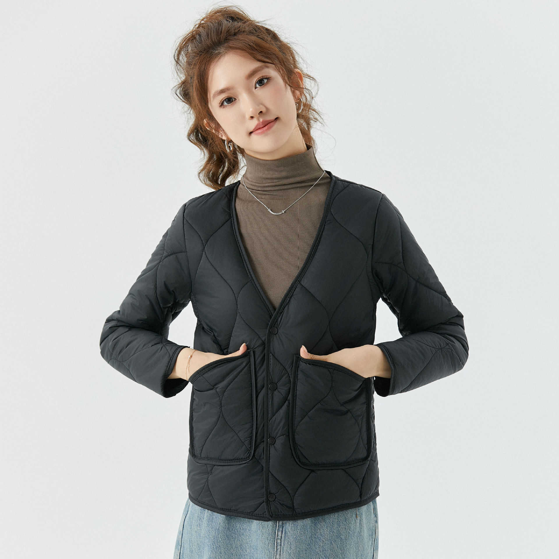 Womens Low Neck Warm Long Sleeved Cotton Inner Liner Womens Home Cotton Clothes Cotton Clothes With Plush Integrated Sleeves With Fur Women Jackets Co
