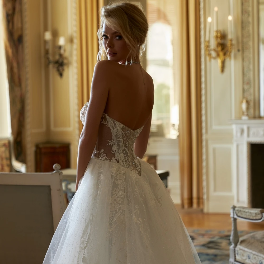 Mermaid Wedding Dresses For Women Sweetheart Neck Sleeveless Gown Lace Pearls Beaded Detachable Train Customized Dress