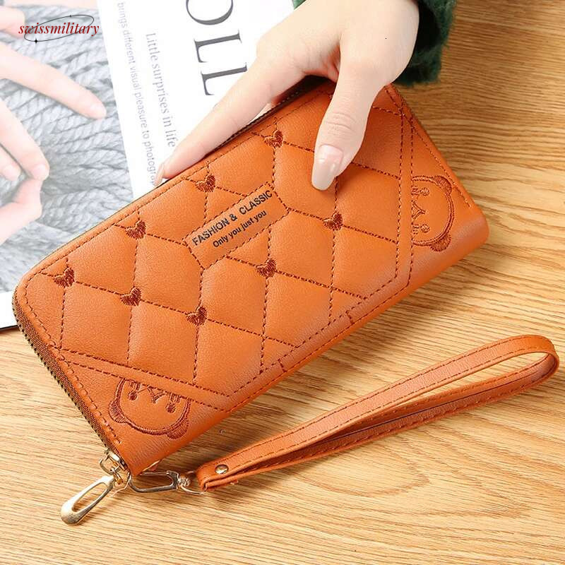 Wallets for Women Large Capacity Hasp Zipper Coin Purse Pu Leather Holder Multi Card Organizer Cell Phone Wristlet .Handbag swissmilitary