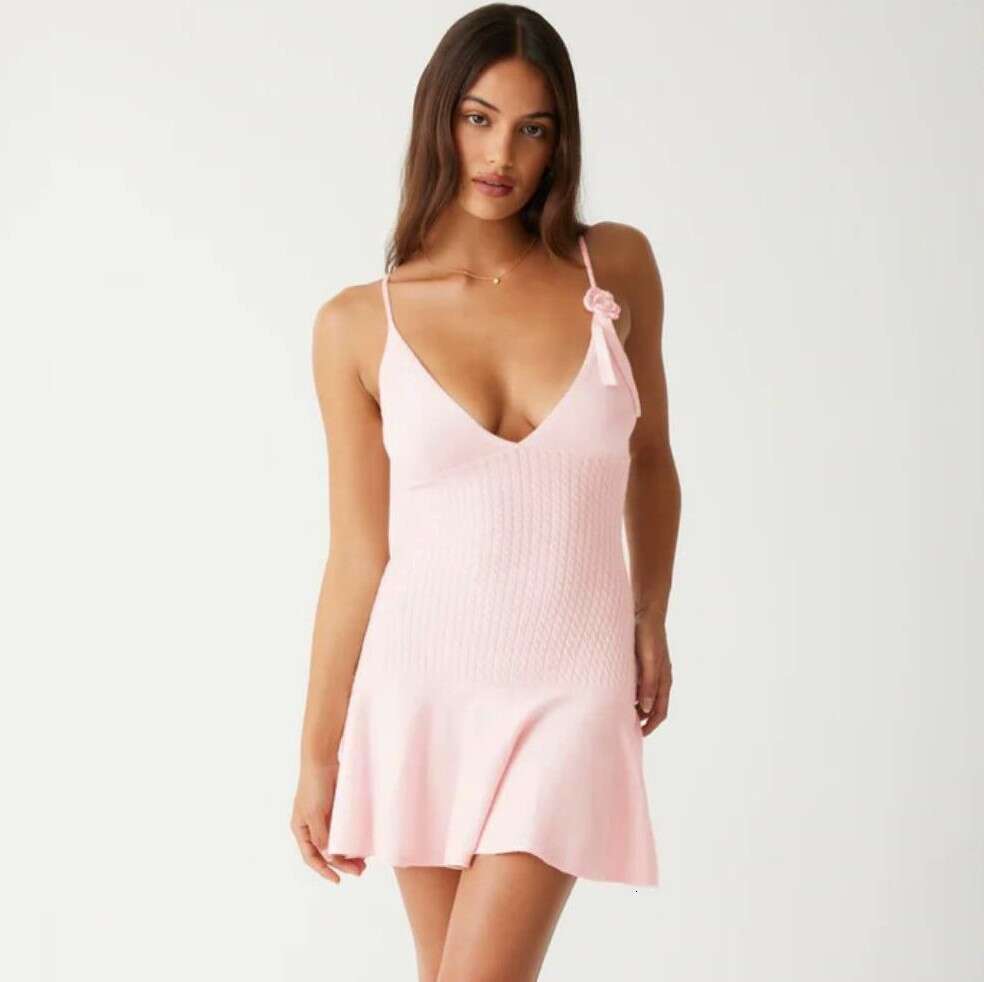 2025 Spring/Summer International Station Hot Selg Women's Strap, wer Knitted Rabbit Veet Dress, Versatile Style, New Trendy Clothing Ins