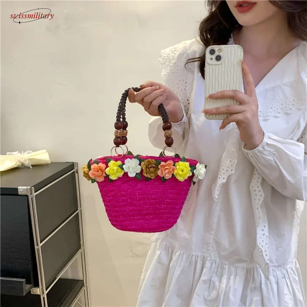 Beach Bags Convenient High-capacity Hand-Woven Rattan Purse Straw Bag swissmilitary