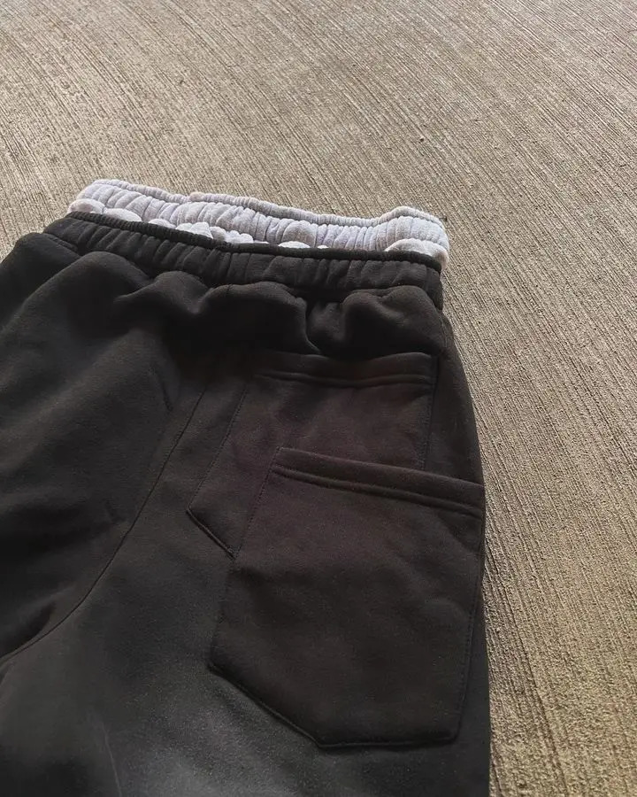 Streetwear Retro Double Layer Sweatpants Y2K Pants Men Women Gothic Hip Hop Letter Patch Baggy Elastic Waist Jogging Casual Pant 250106