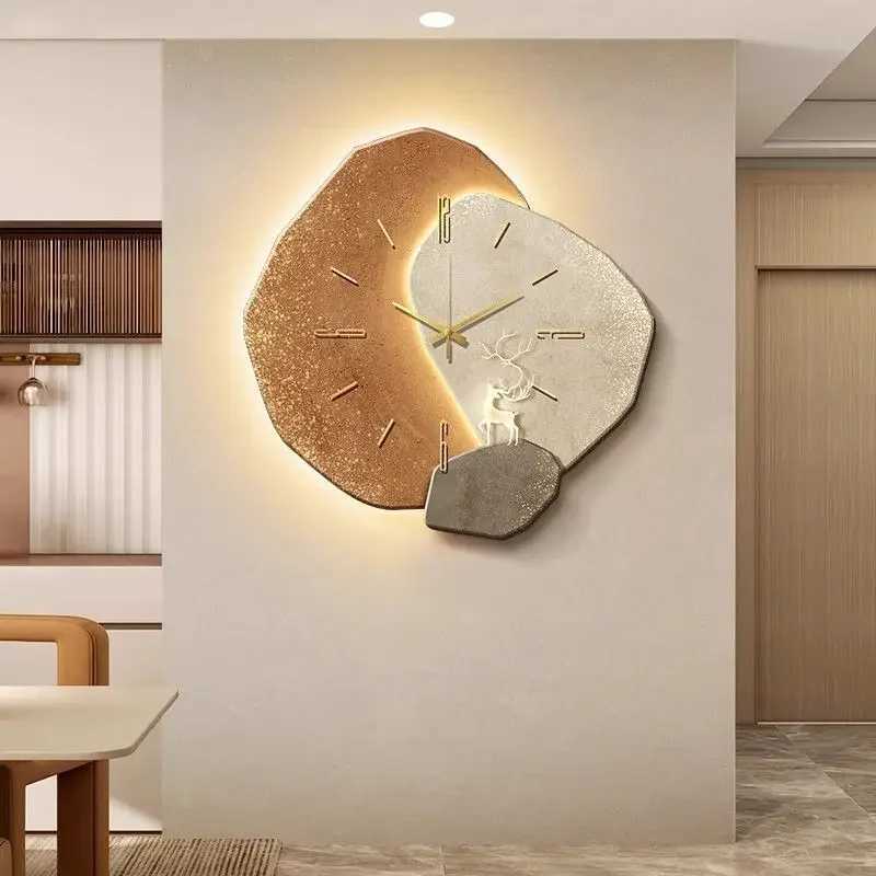 Wall Clocks Modern Wall Clocks Stylish Large Living Room Clock with Light Design Clock Mechanism Silent Minimalism Decoration for Bedroom H250116