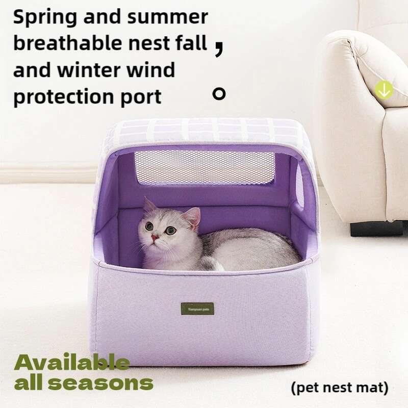 Cozy Semi-Enclosed Cat Bed Durable Comfortable and Perfect for Your Feline Safe Haven