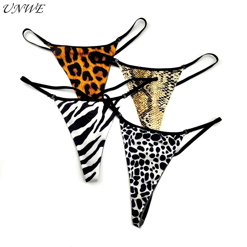 Two Layers Sexy Cotton T Back Thong Women Low Waist Zebra/snake/leopard Printed Seamless G-string Underwear Plus Size 250114