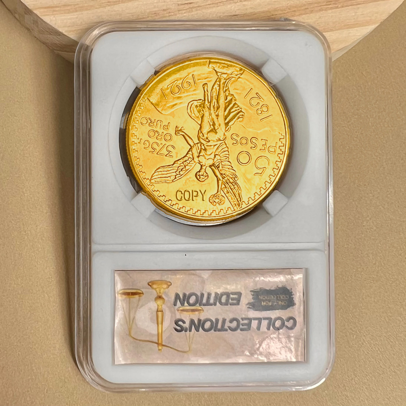 1921 Mexican Angel 50 Peso Golden Commemorative Coins 18211921 Relief Craft Collection Home Creative Decoration 250108