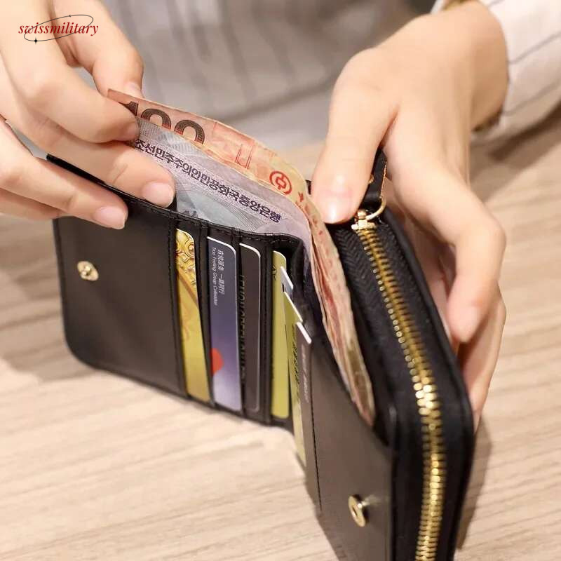Women's Zipper&Hasp cute wallet Student Small PU Wallet Coin Purse Fashion Card Bag For Women swissmilitary